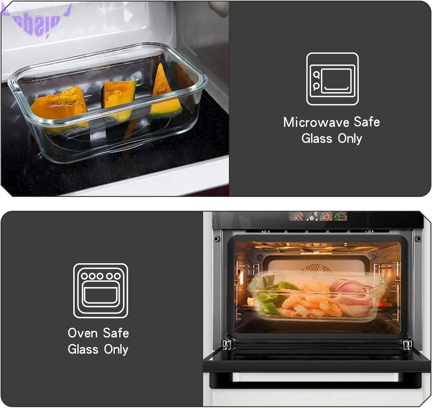 10 Pack Glass Food Storage Containers with Lids Leakproof, Airtight Glass Meal Prep Containers for Lunch, on the Go, Leftover, Dishwasher Safe