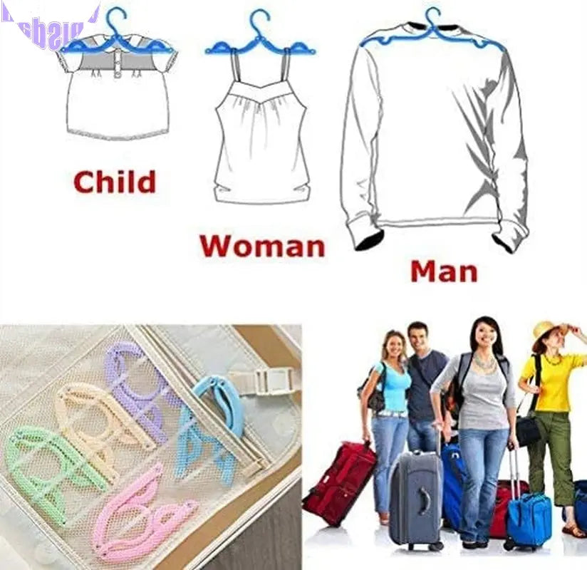 Neele 10PCS Portable Folding Clothes Hangers Foldable Clothes Drying Rack for Travel