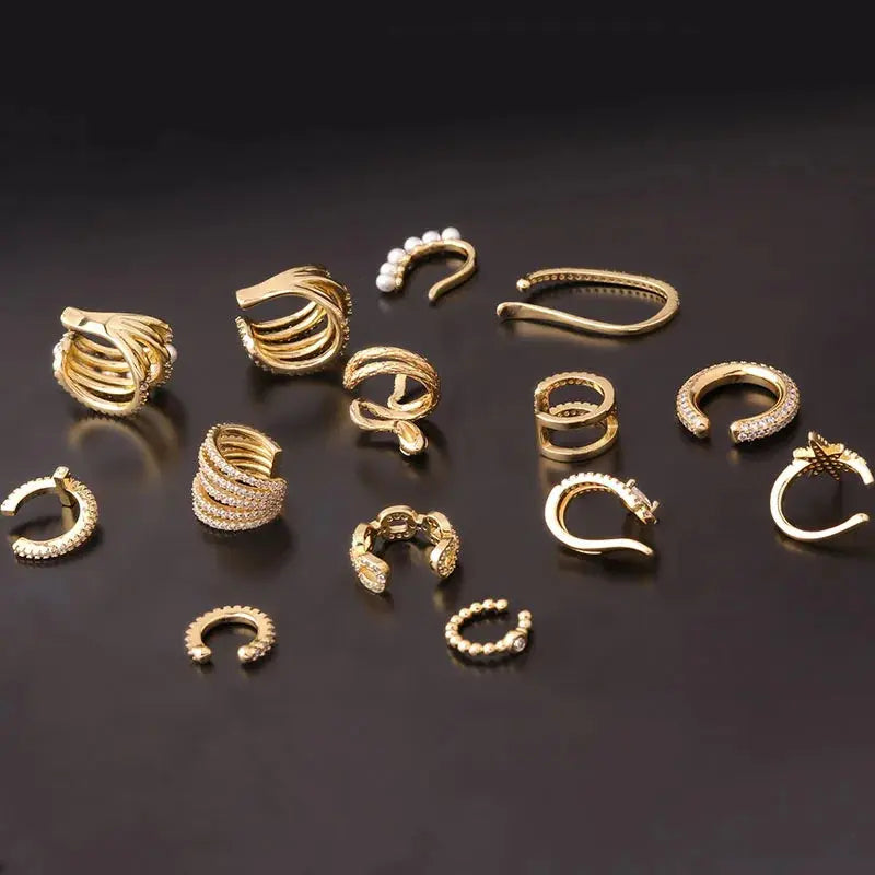 1PC Fake Piercing Ear Clip Stainless Steel Pearl Earrings Cuffs Ring Cartilage Conch Fake PIERC Jewelry for Women 2023 Trending