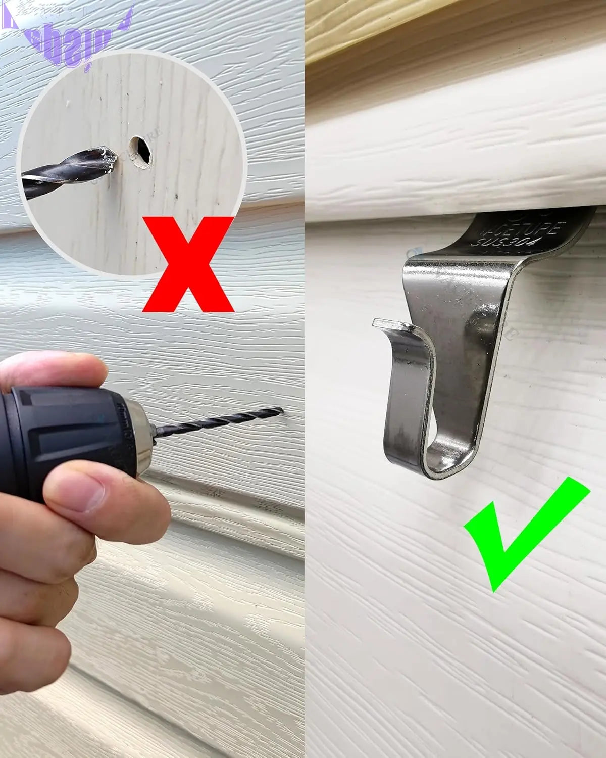 Vinyl Siding Hooks 20 Pack Heavy Duty Clips for Hanging on Patio, No Hole Need Command Outdoor Hook to Decor Wreath Things for Horizontal Siding