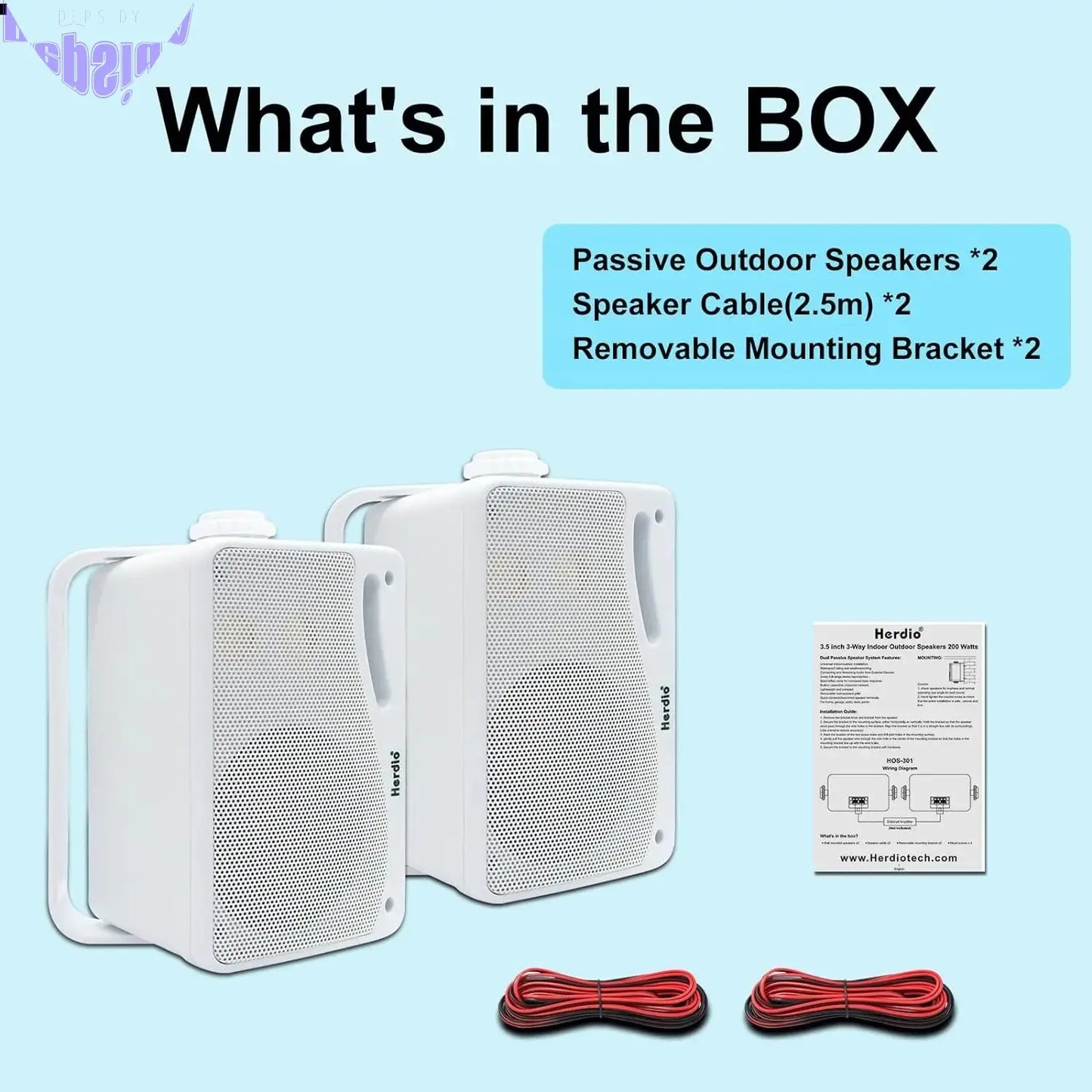 200W Passive Outdoor Speakers Waterproof Marine (White)-3
