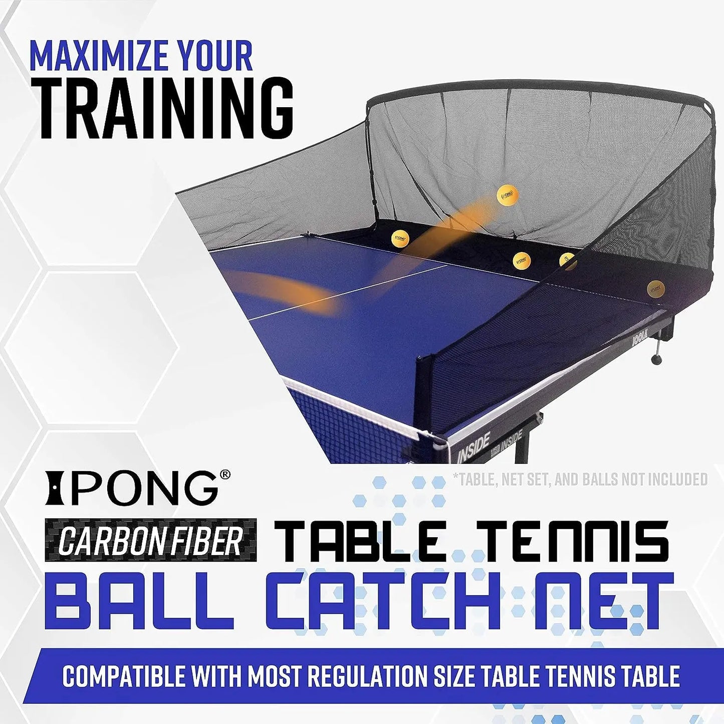 21140 Carbon Fiber Table Tennis Ball Catch Net Gray/Black
