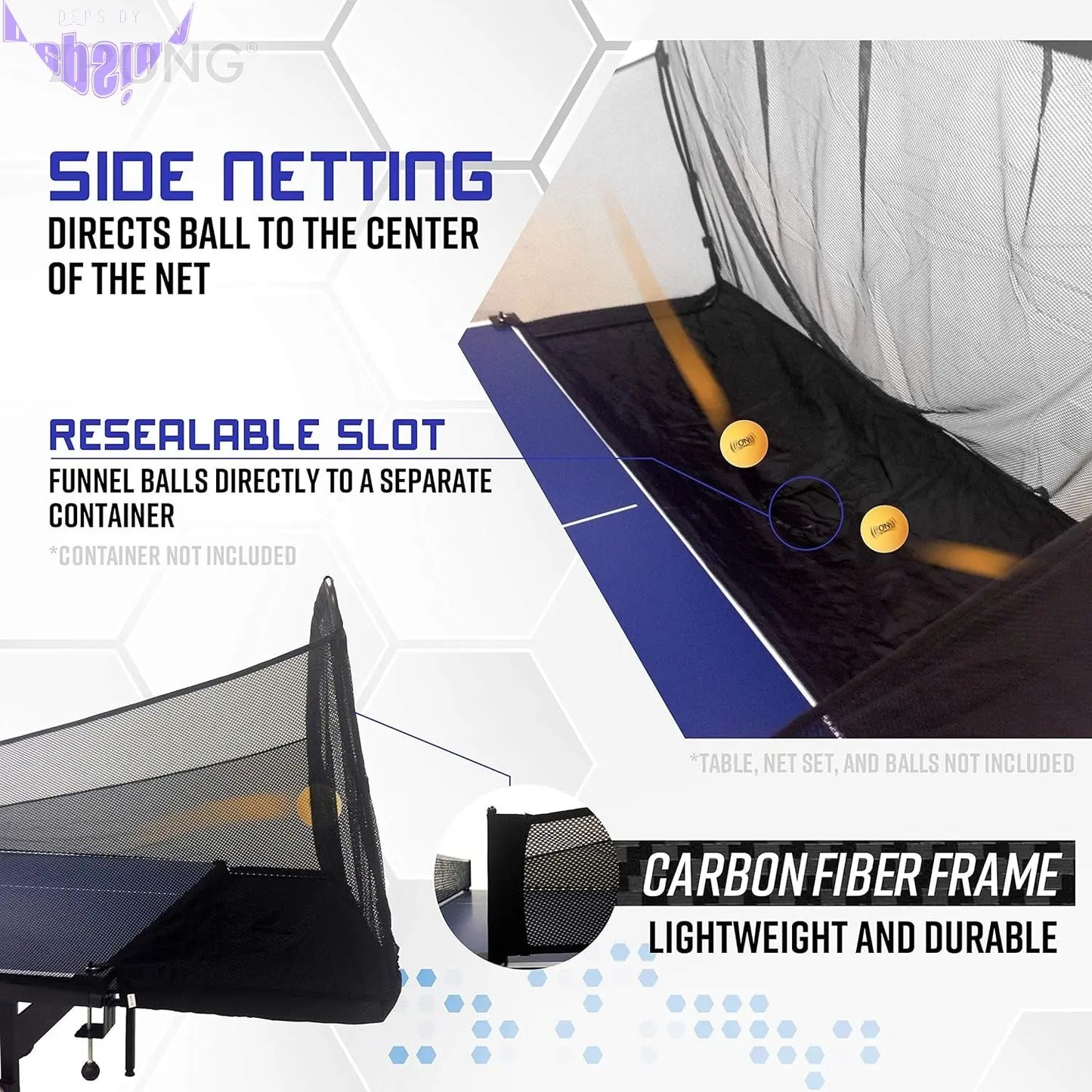 21140 Carbon Fiber Table Tennis Ball Catch Net Gray/Black