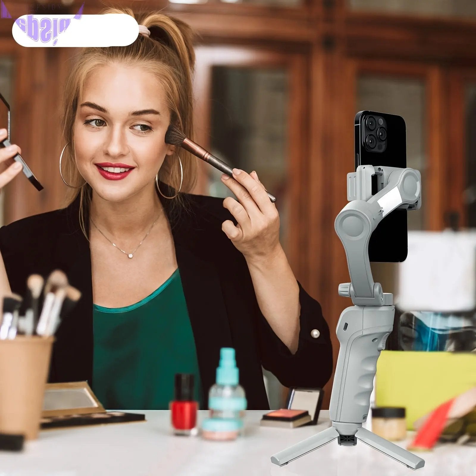 3-Axis Selfie Stick Stabilizer with LED & Face Tracking-4