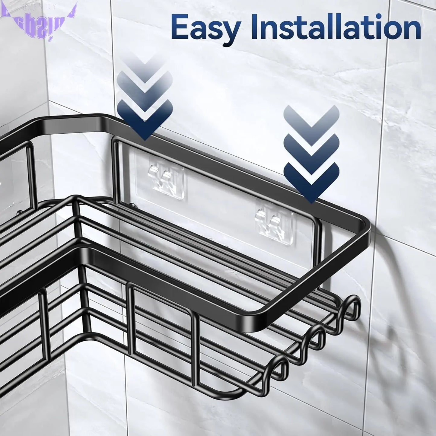 Corner Shower Caddy, 3-Pack Adhesive Shower Caddy with Soap Holder and 12 Hooks, Rustproof Stainless Steel Bathroom Shower Organizer, No Drilling Wall Mounted Shower Rack, for Bathroom, Black