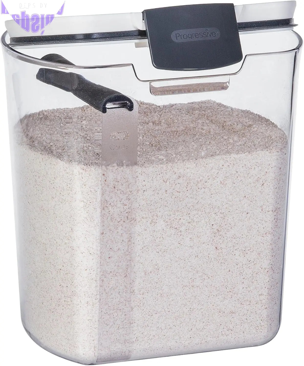 Progressive Flour Storage Container 3.7 Litre | Airtight Silicone Seal | Removable Leveller | Easy-To-Read Measurement Markings | Holds 5Lb Bag of Flour | Durable Bpa-Free | Modern Look