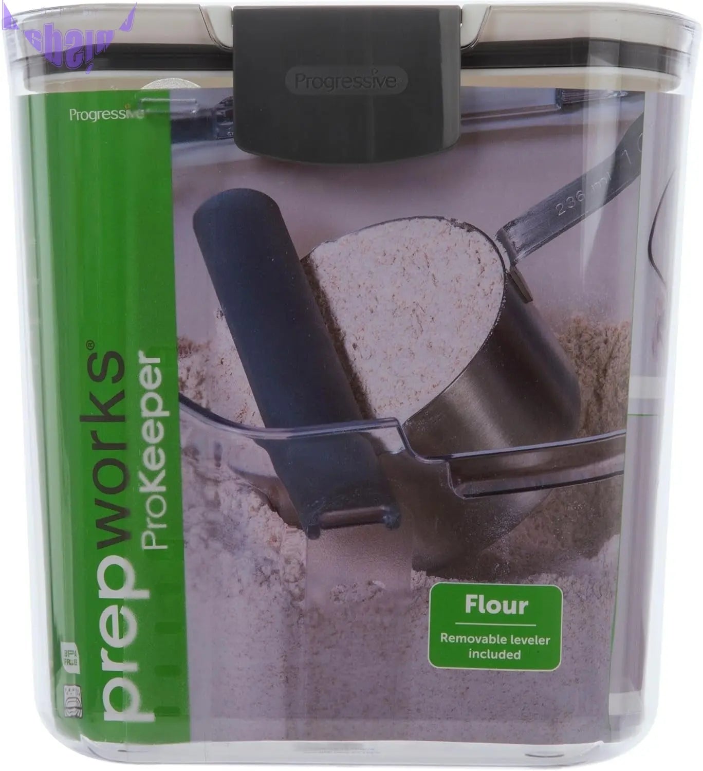 Progressive Flour Storage Container 3.7 Litre | Airtight Silicone Seal | Removable Leveller | Easy-To-Read Measurement Markings | Holds 5Lb Bag of Flour | Durable Bpa-Free | Modern Look