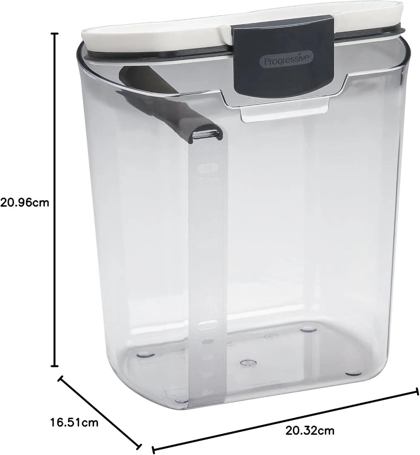 Progressive Flour Storage Container 3.7 Litre | Airtight Silicone Seal | Removable Leveller | Easy-To-Read Measurement Markings | Holds 5Lb Bag of Flour | Durable Bpa-Free | Modern Look