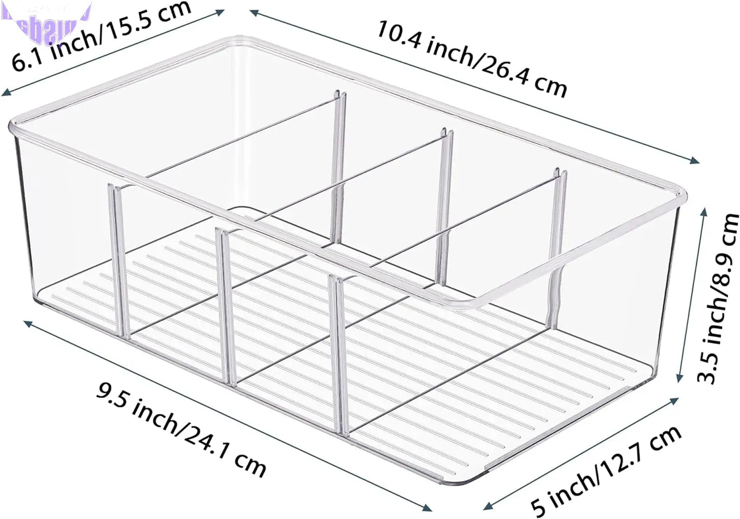 4 Pack Food Storage Organizer Bins, Clear Plastic Bins for Pantry, Kitchen, Fridge, Cabinet Organization and Storage, 4 Compartment Holder Packets, Snacks, Pouches, Spice Packets