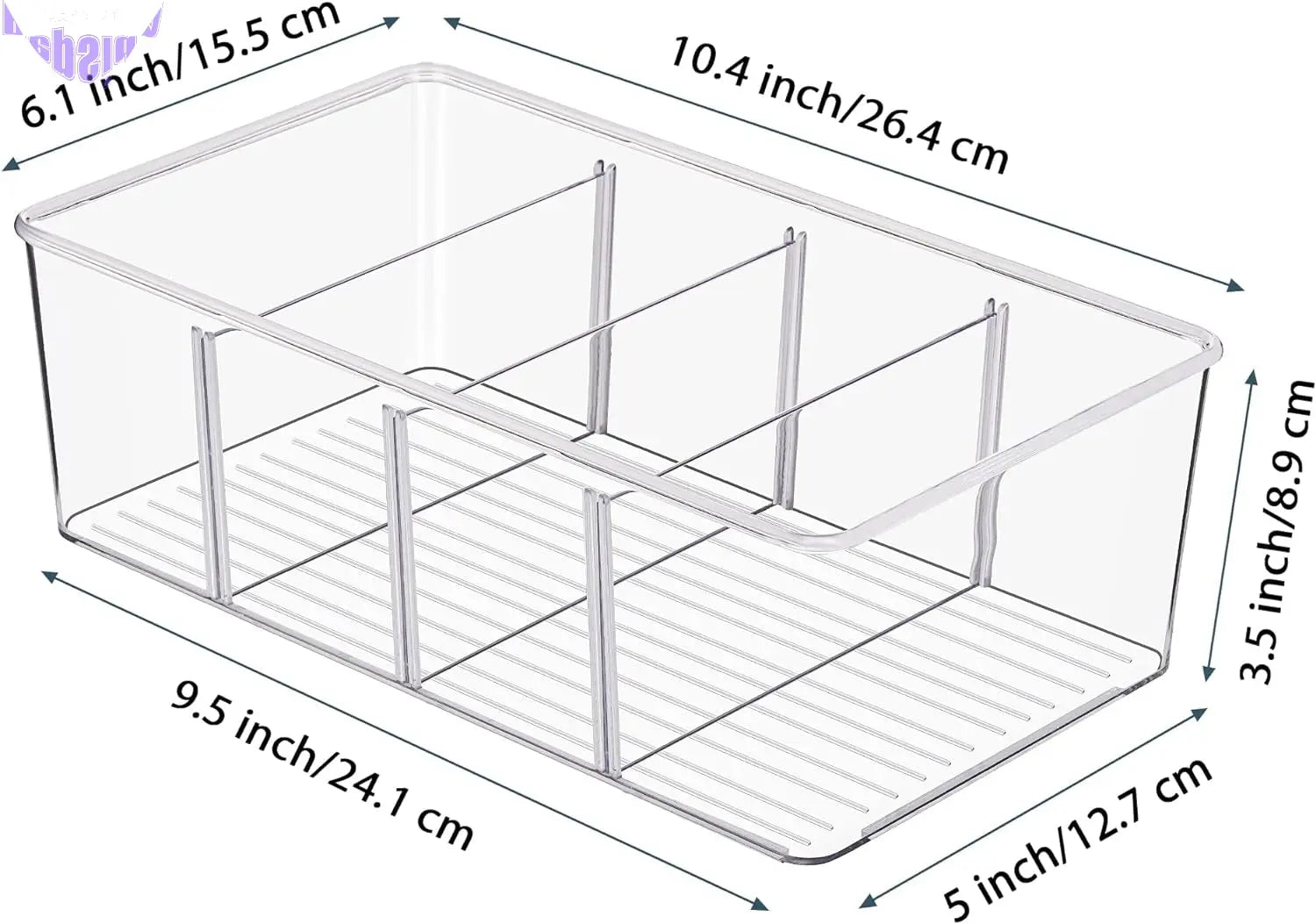 4 Pack Food Storage Organizer Bins, Clear Plastic Bins for Pantry, Kitchen, Fridge, Cabinet Organization and Storage, 4 Compartment Holder Packets, Snacks, Pouches, Spice Packets