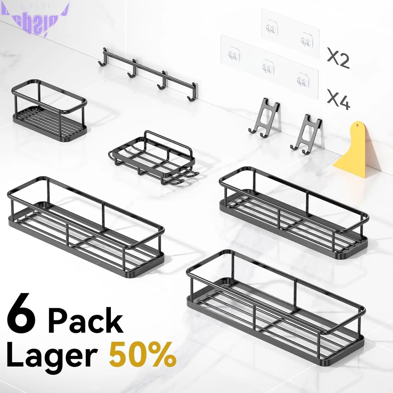 Shower Caddy, 100% Rustproof Shower Shelves for inside Shower, No Drilling Bathroom Organizers and Storage, 6 Pack Large Capacity Bathroom Caddy for Kitchen & Home Decor