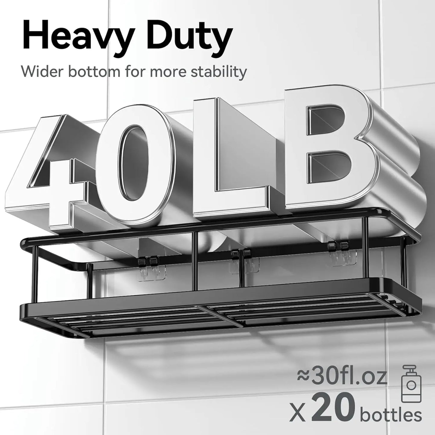 Shower Caddy, 100% Rustproof Shower Shelves for inside Shower, No Drilling Bathroom Organizers and Storage, 6 Pack Large Capacity Bathroom Caddy for Kitchen & Home Decor