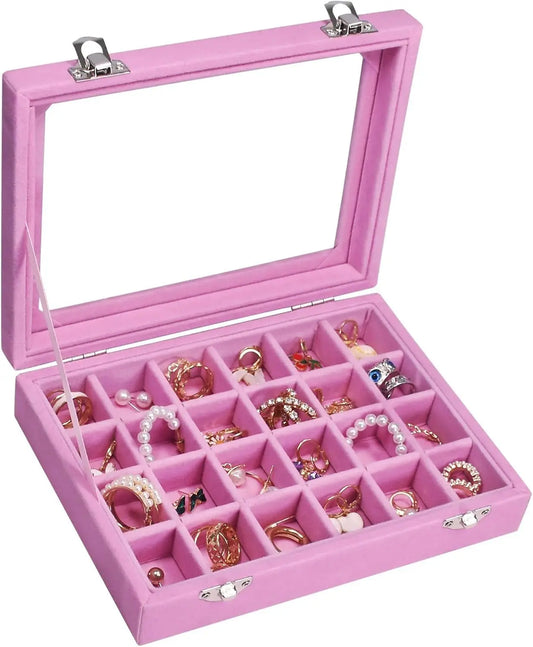 🎁 Velvet Jewelry Box 24 Grid (Pink) (100% off) Depsidy