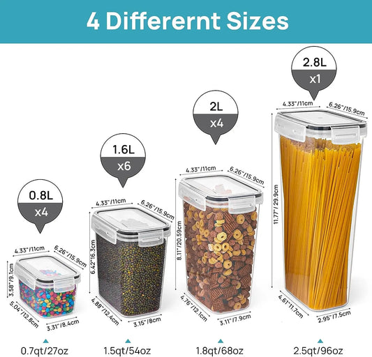 Airtight Food Storage Containers Set with Lids, 15Pcs BPA Free Plastic Dry Food Canisters for Kitchen Pantry Organization and Storage, Dishwasher Safe,Include 24 Labels
