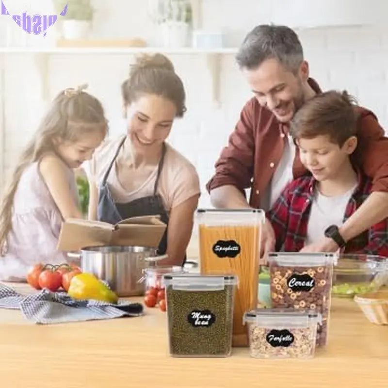Airtight Food Storage Containers Set with Lids, 15Pcs BPA Free Plastic Dry Food Canisters for Kitchen Pantry Organization and Storage, Dishwasher Safe,Include 24 Labels