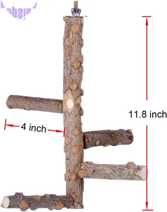Bird Perch Nature Wood Stand for 3-4Pcs Small Parrots