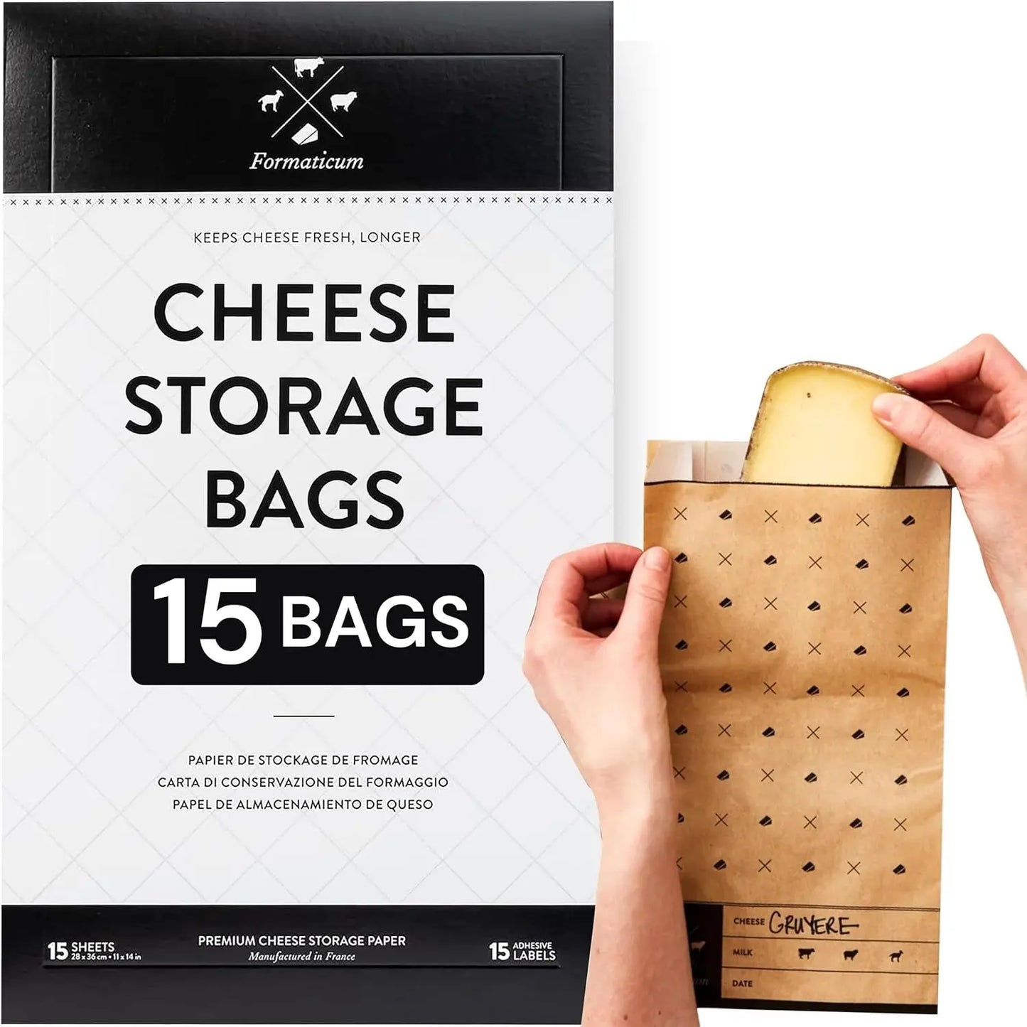 Cheese Storage Bags Cheese Bag 15 Bags Brown