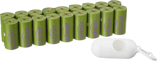 Dog Poop Bags with Dispenser and Leash Clip, 33.02 X 22.86 CM, Cucumber Scented - 270 Bags (18 Rolls)