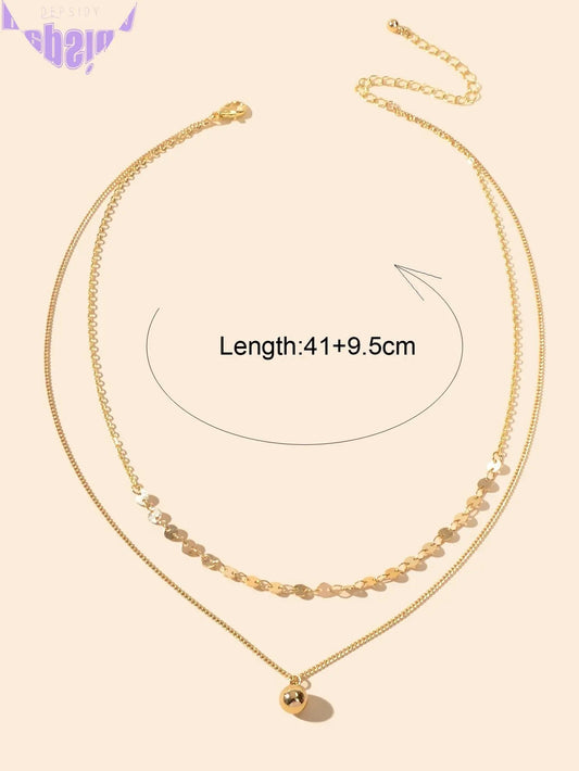 Designer Stylish Double layer Gold Chain Ball Necklace Wholesale Price Jewellery-1