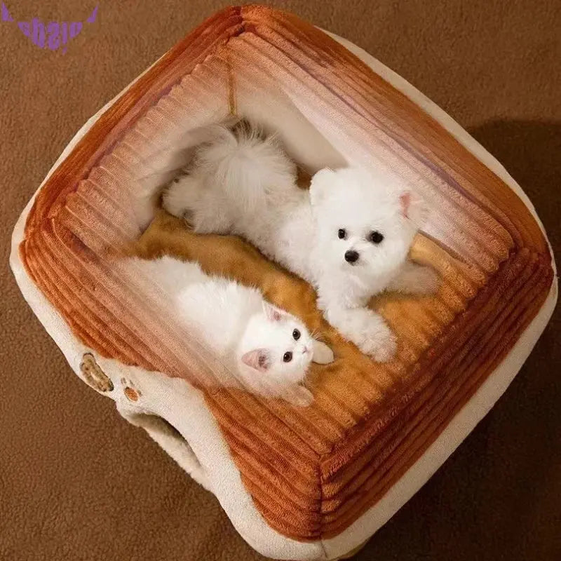 Foldable Soft Pet House And Bed Detachable Cave-Style Nest Brown-4