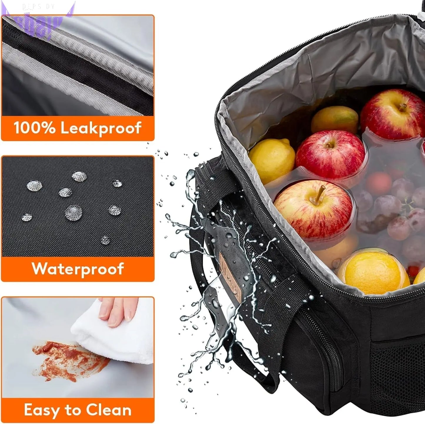 Large Lunch Bag Insulated Lunch Box Soft Cooler Cooling Tote for Adult Men Women, Black 24-Can (15L)