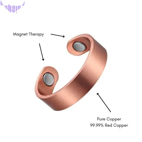 Pure Copper Magnetic Therapy Ring - Plain Brushed - Standard Size-2