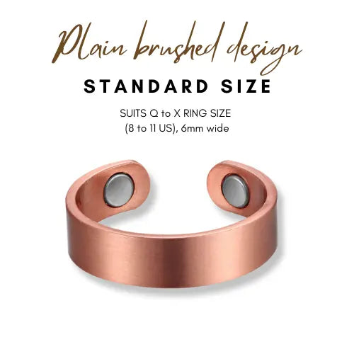 Pure Copper Magnetic Therapy Ring - Plain Brushed - Standard Size-3