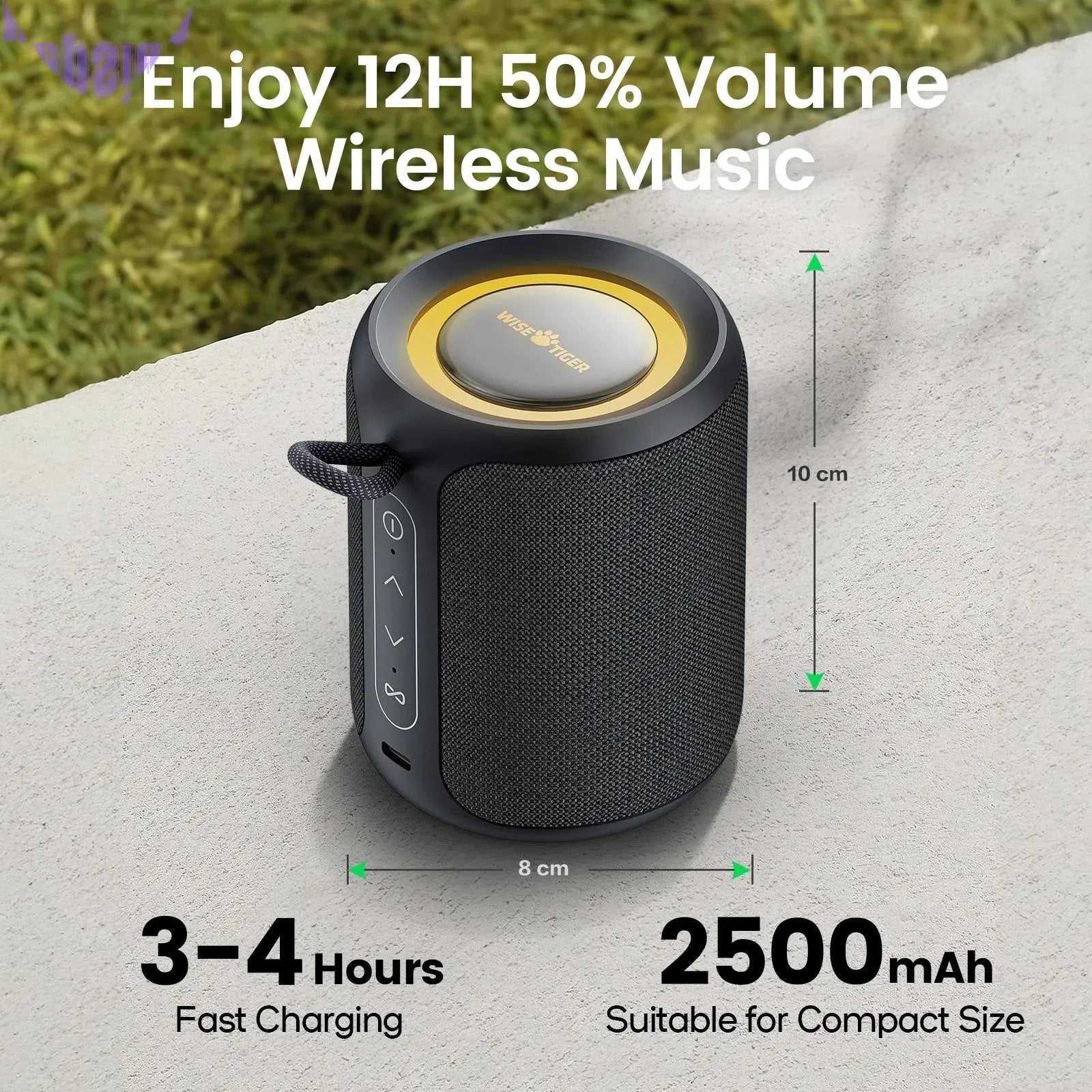 Outdoor Bluetooth Speaker Waterproof with Bass Boost (Black)-4