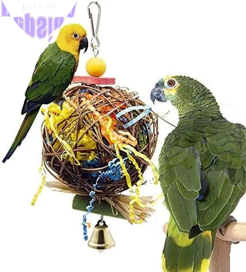 PINCHUANG 2 Pack Bird Chewing Toys Foraging Shredder Toy Parrot Cage Shredder Toy Foraging Hanging Toy for Cockatiel Conure African Grey Amazon