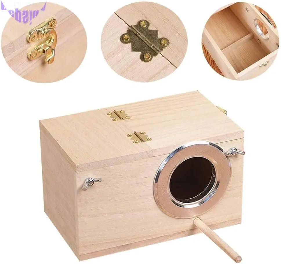 Pet Wood Parakeet Nest Box Bird House Breeding Nesting Bird Cage Box for Lovebirds Cockatiel Parrotlets