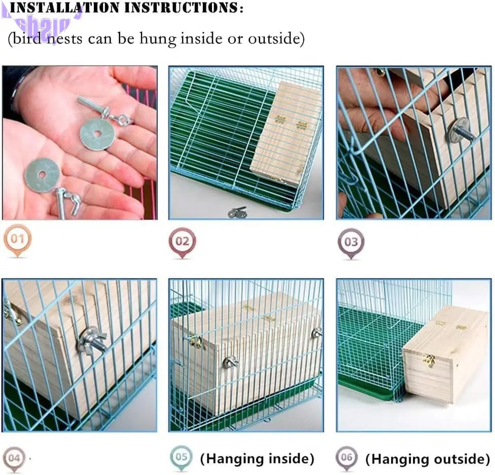 Pet Wood Parakeet Nest Box Bird House Breeding Nesting Bird Cage Box for Lovebirds Cockatiel Parrotlets