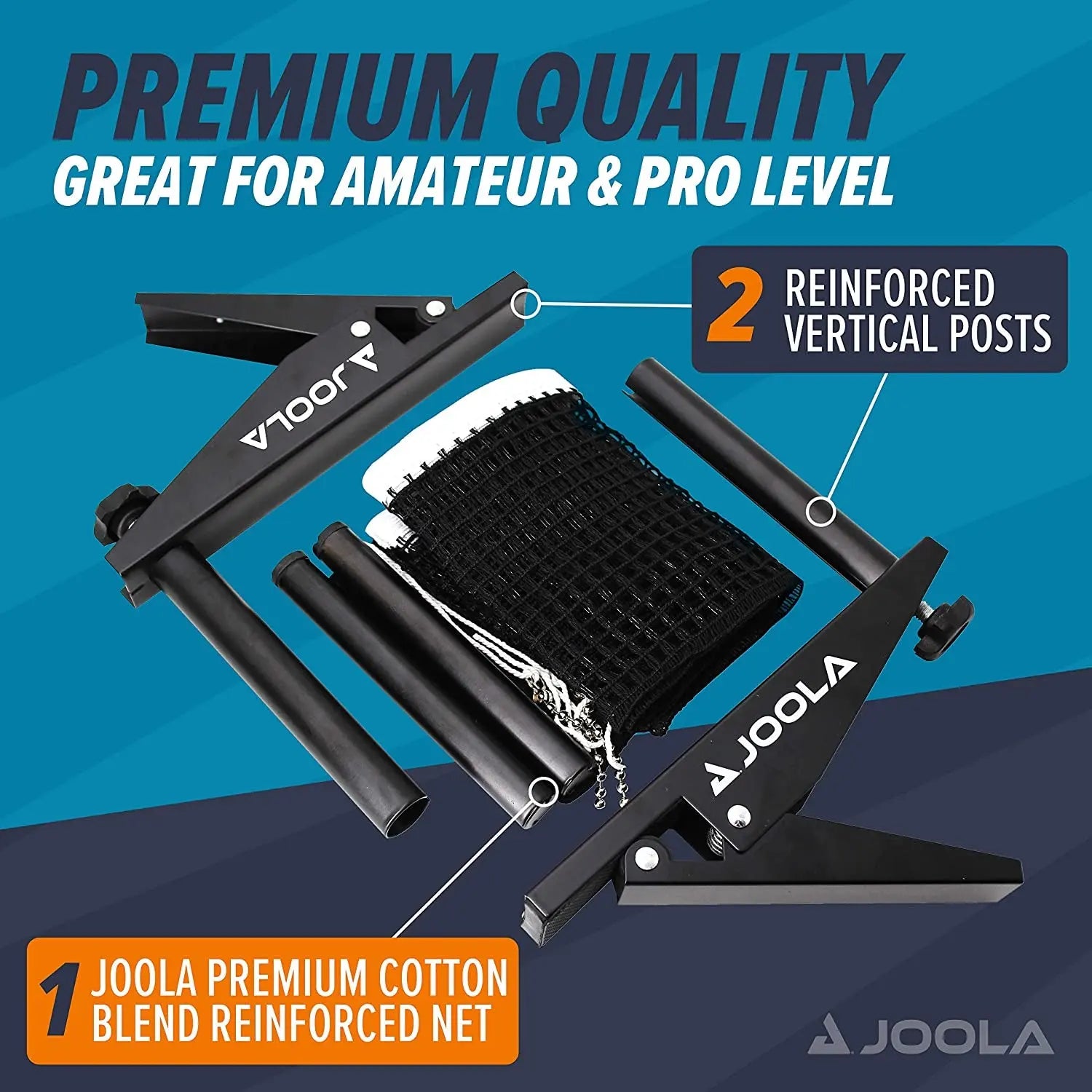 Premium inside Table Tennis Net and Post Set - 72" Regulation Size - Portable and Easy Setup - Ping Pong Spring Clamp Net - Black