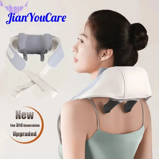 Electrical Neck Shoulder Body Massager Heated Kneading Shiatsu Shawl Cervical Back Massage Machine Relieve Fatigue