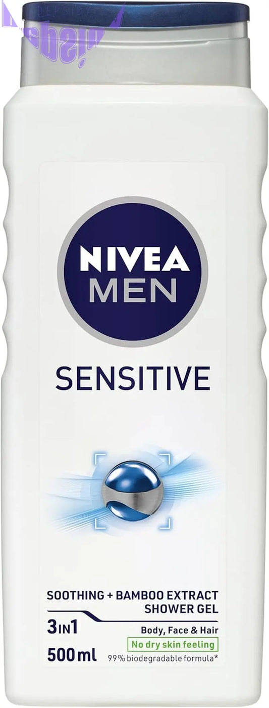 MEN Sensitive Shower Gel and Body Wash 500Ml | with Bamboo Extract | 3 in 1: for Body, Face and Hair | for Sensitive Skin Types | Long Lasting Freshness | Biodegradable Formula