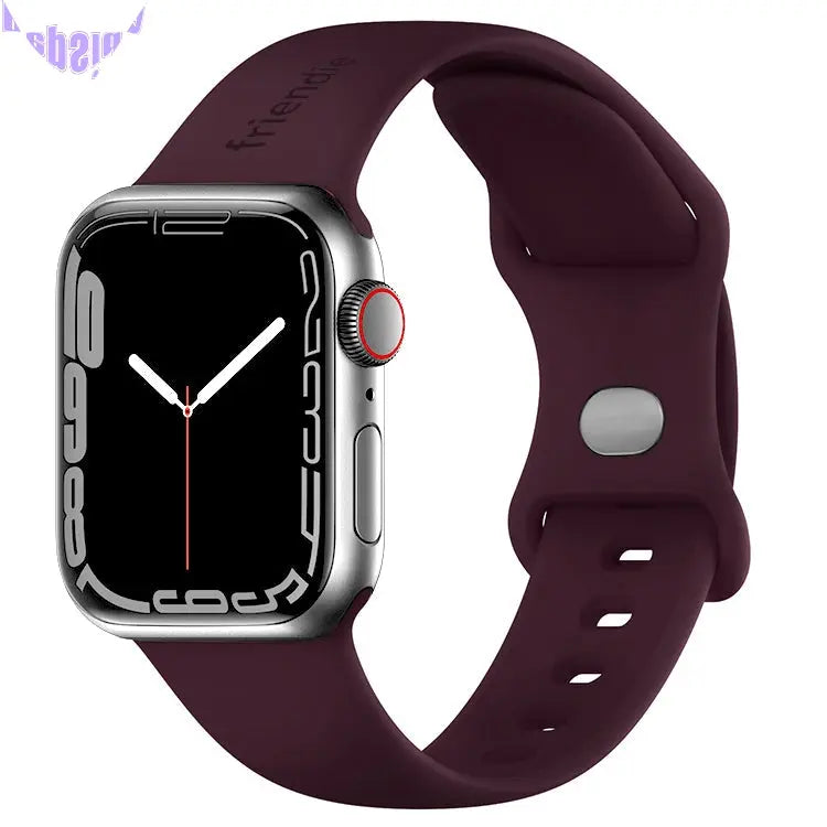Silicone Sports Band Burgundy with Silver Pin - The Noosa Small - Compatible with Apple Watch Size 38mm to 41mm-0
