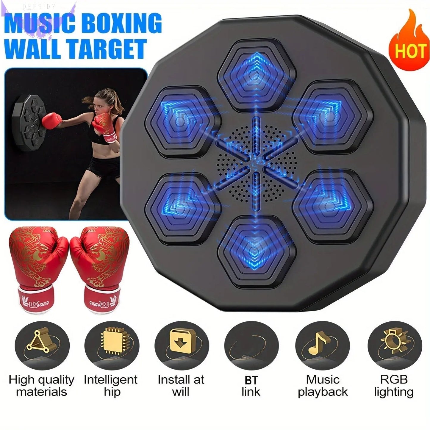 Smart Wall-Mounted Boxing Trainer with Gloves-0
