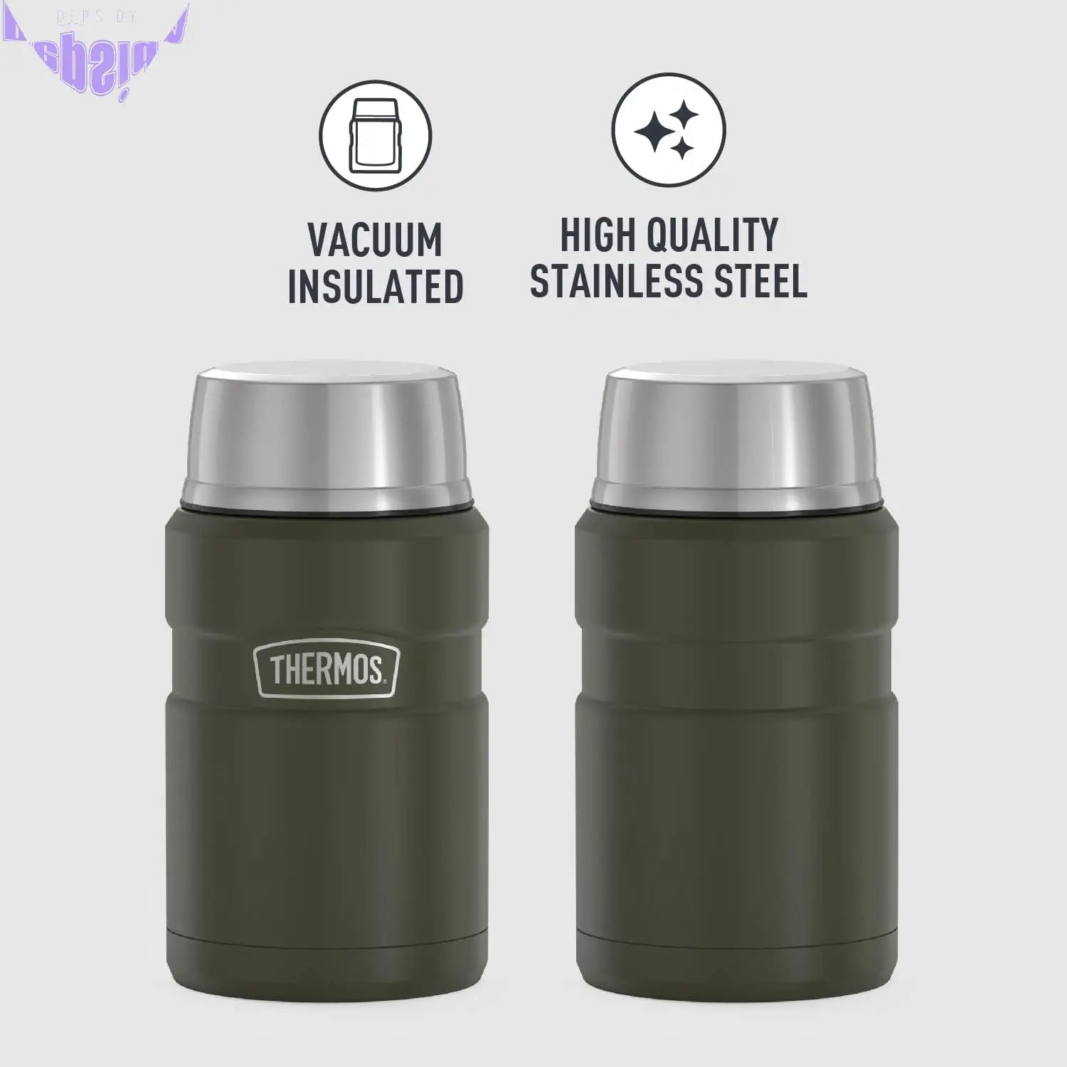 Stainless King Vacuum-Insulated Food Jar, 24 Ounce, Army Green