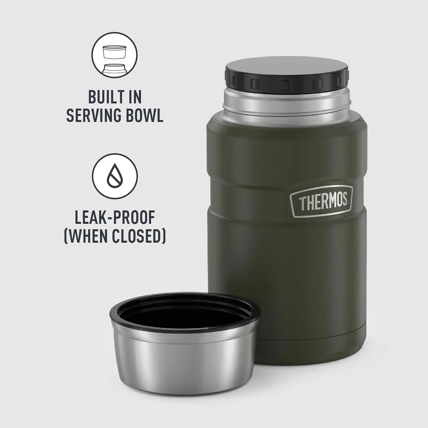 Stainless King Vacuum-Insulated Food Jar, 24 Ounce, Army Green