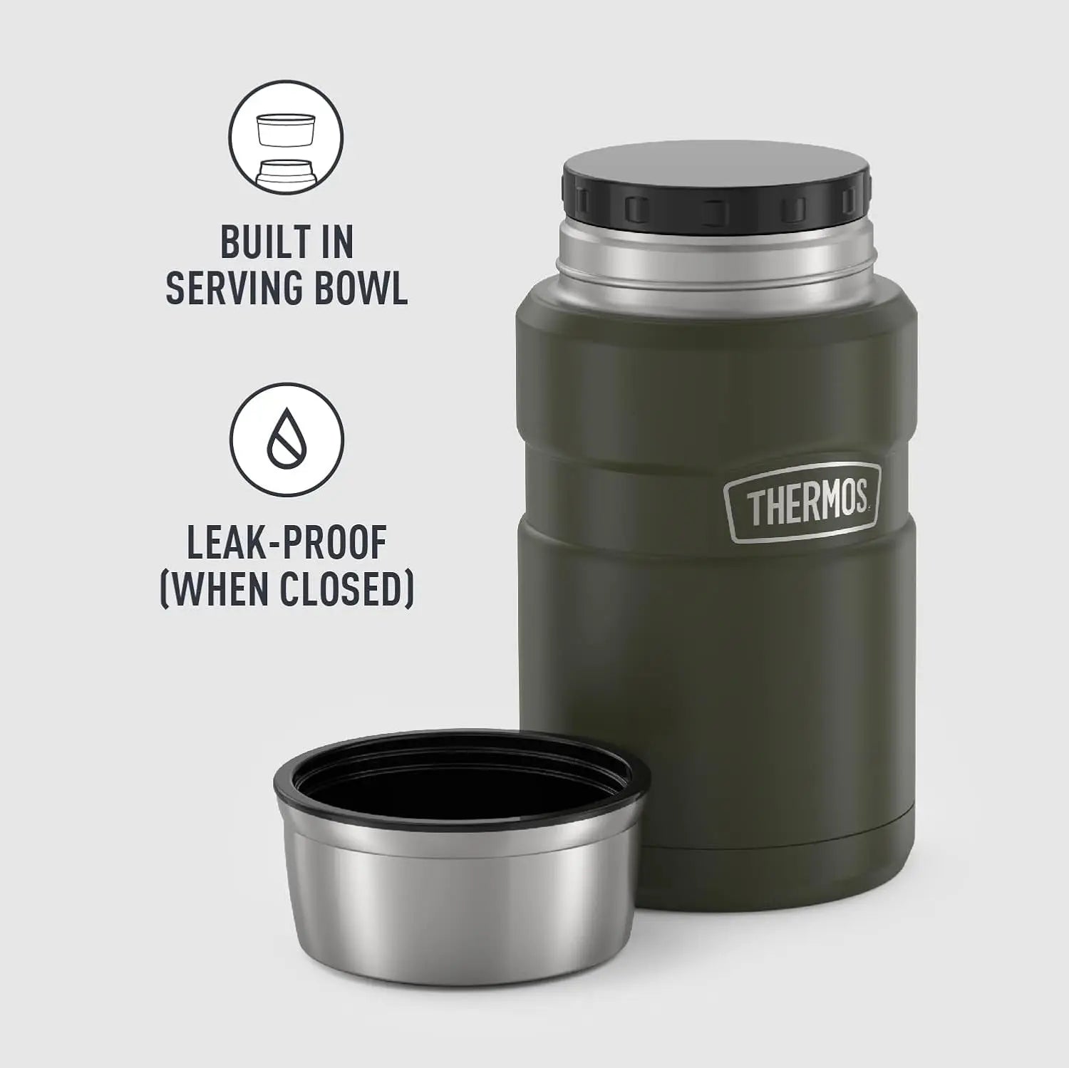 Stainless King Vacuum-Insulated Food Jar, 24 Ounce, Army Green