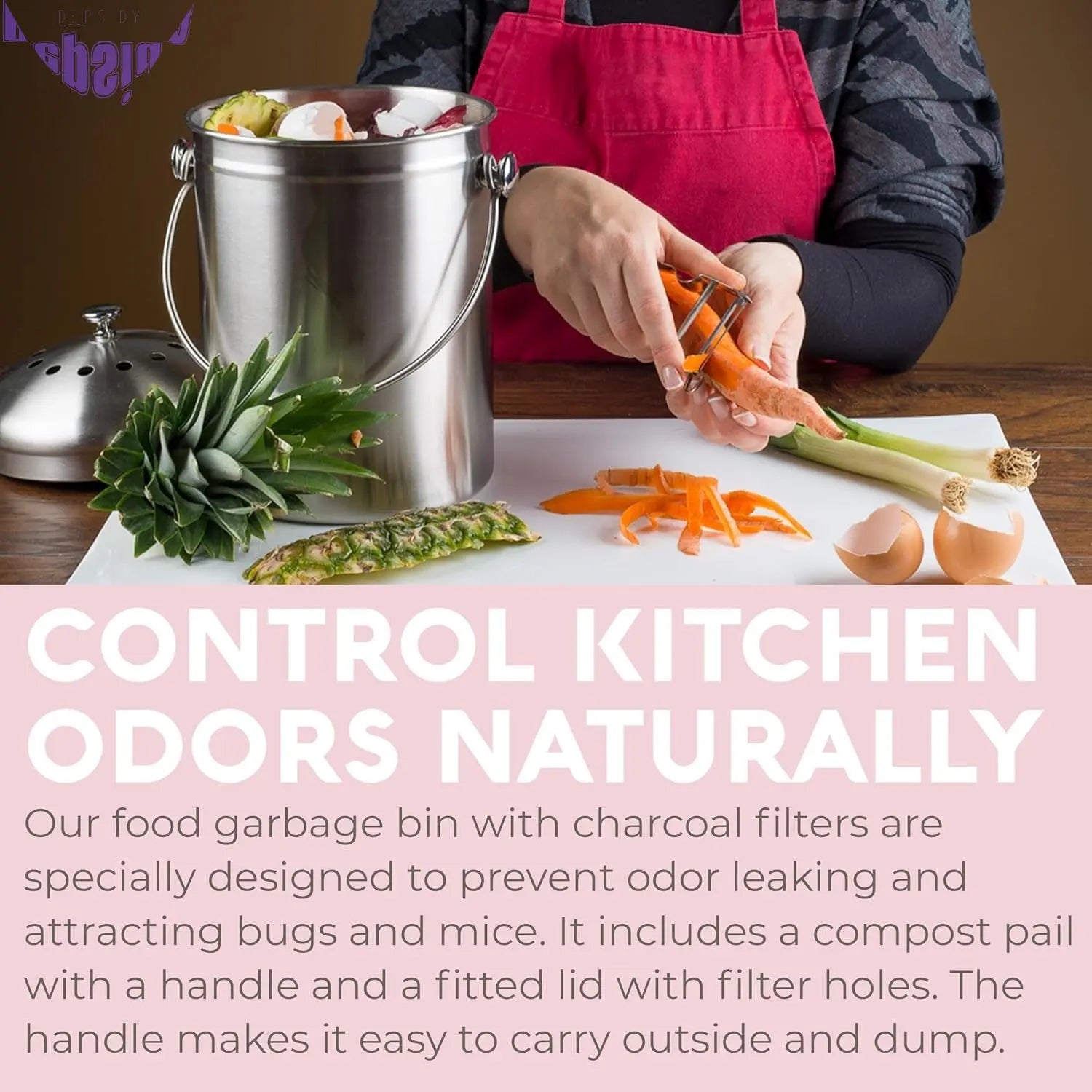 Top Rated Stainless Steel Compost Bin 1.3 Gallon-Includes Charcoal Filter