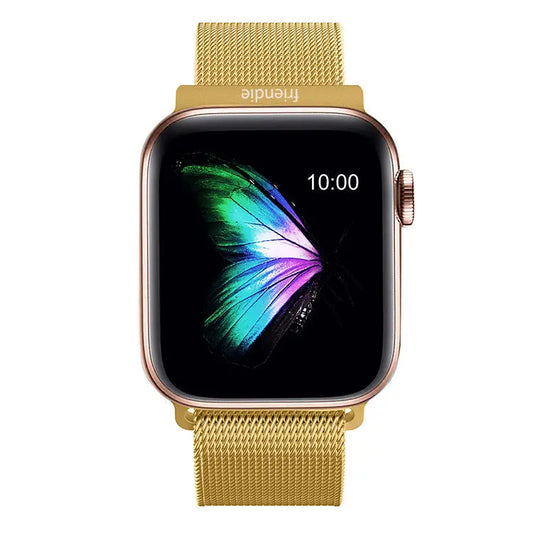 Stainless Steel Link Woven Mesh Infinite Loop Band - The Melbourne in Gold - Compatible with Apple Watch Size 38mm to 41mm-0