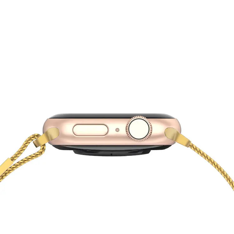 Stainless Steel Link Woven Mesh Infinite Loop Band - The Melbourne in Gold Large - Compatible with Apple Watch Size 42mm to 45mm-4