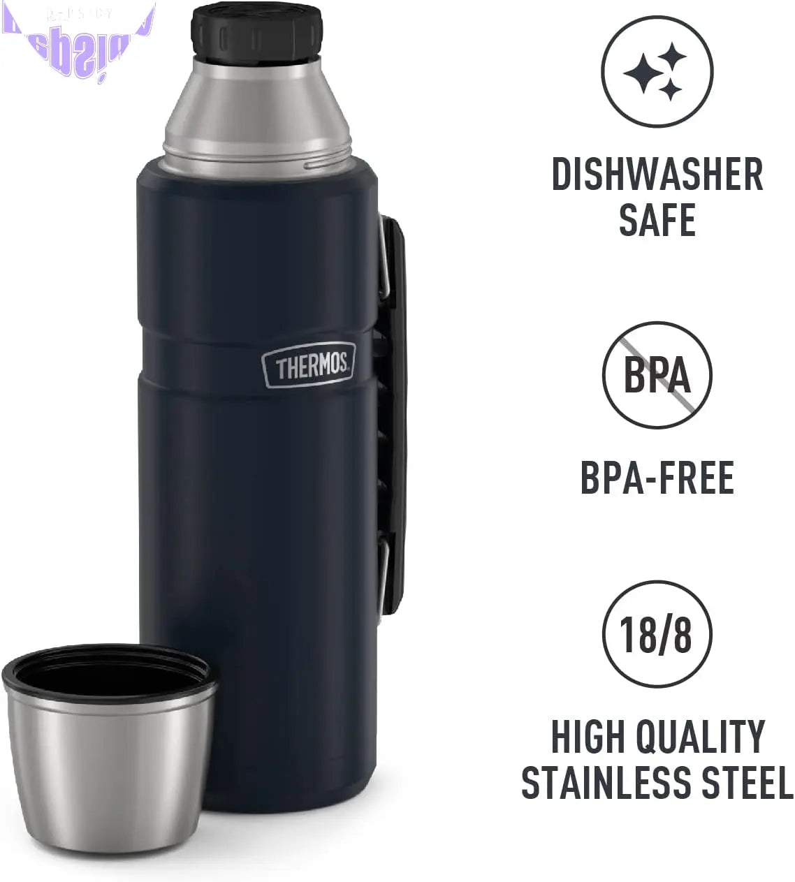 Stainless King Vacuum-Insulated Beverage Bottle, 40 Ounce, Midnight Blue