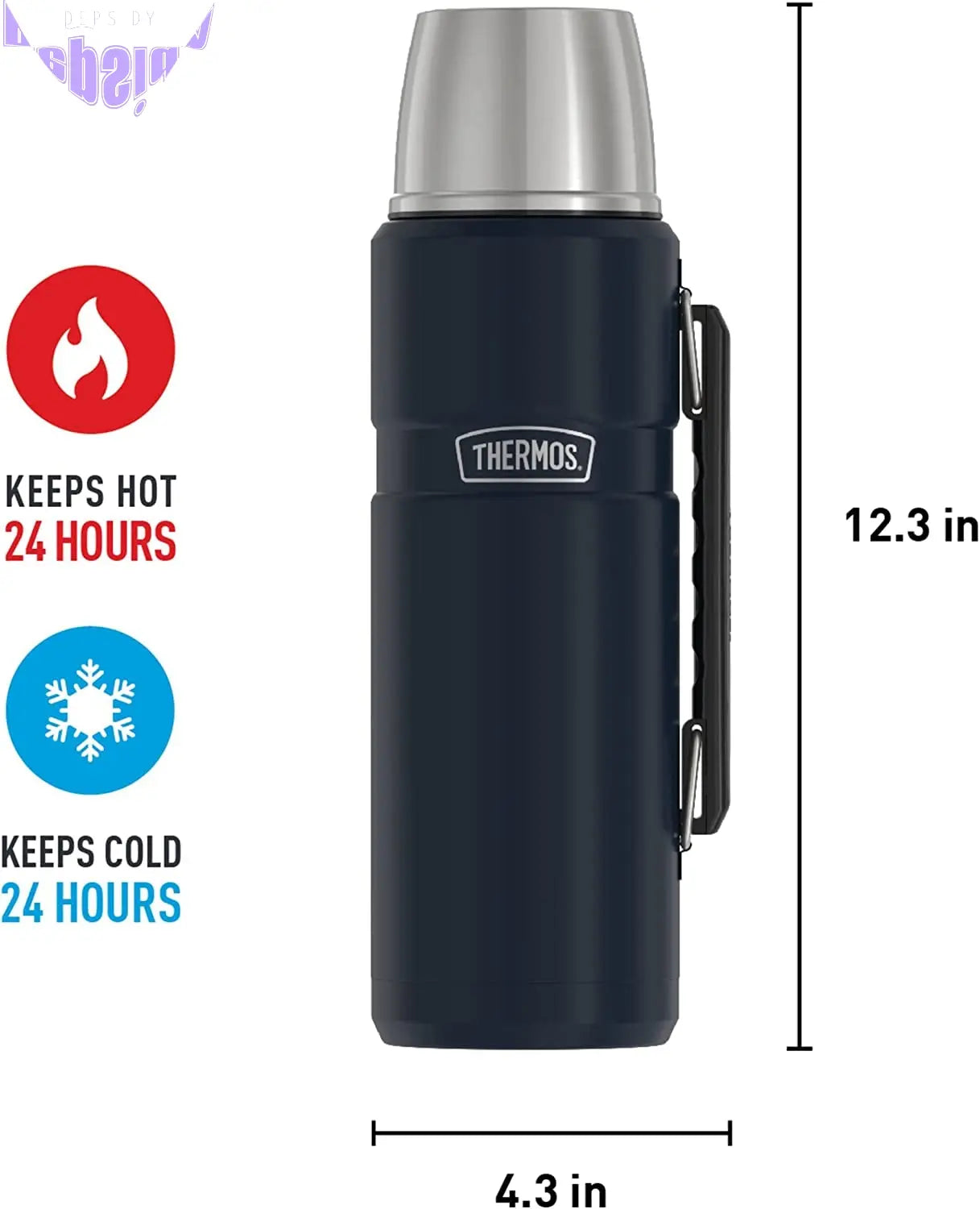 Stainless King Vacuum-Insulated Beverage Bottle, 40 Ounce, Midnight Blue