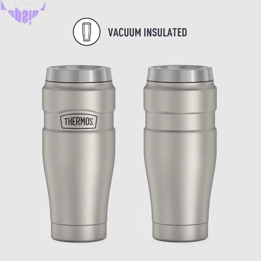 Stainless King Vacuum-Insulated Travel Tumbler, 16 Ounce, Matte Steel