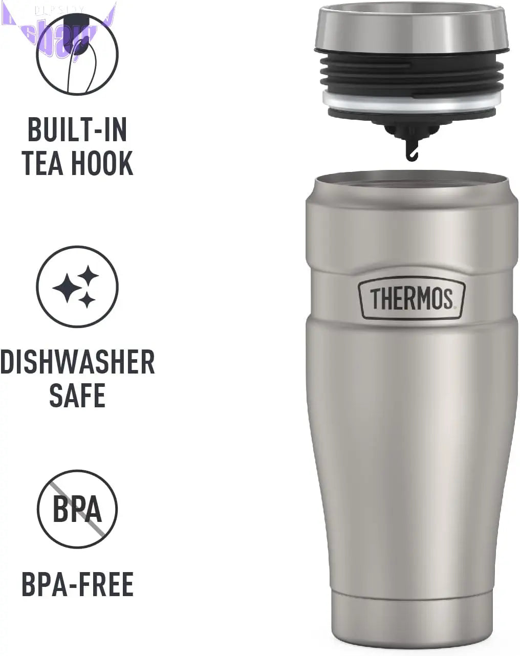 Stainless King Vacuum-Insulated Travel Tumbler, 16 Ounce, Matte Steel