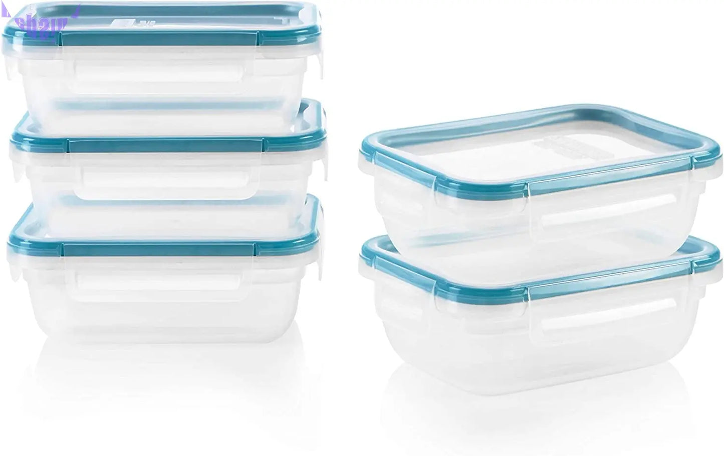 Total Solution 10-Pc Plastic Food Storage Containers with Lids, 3-Cup Rectangle Meal Prep Container, Non-Toxic, Bpa-Free Lids, Microwave, Dishwasher, and Freezer Safe, White