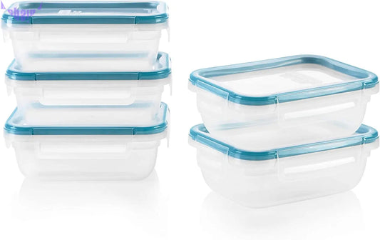 Total Solution 10-Pc Plastic Food Storage Containers with Lids, 3-Cup Rectangle Meal Prep Container, Non-Toxic, Bpa-Free Lids, Microwave, Dishwasher, and Freezer Safe, White