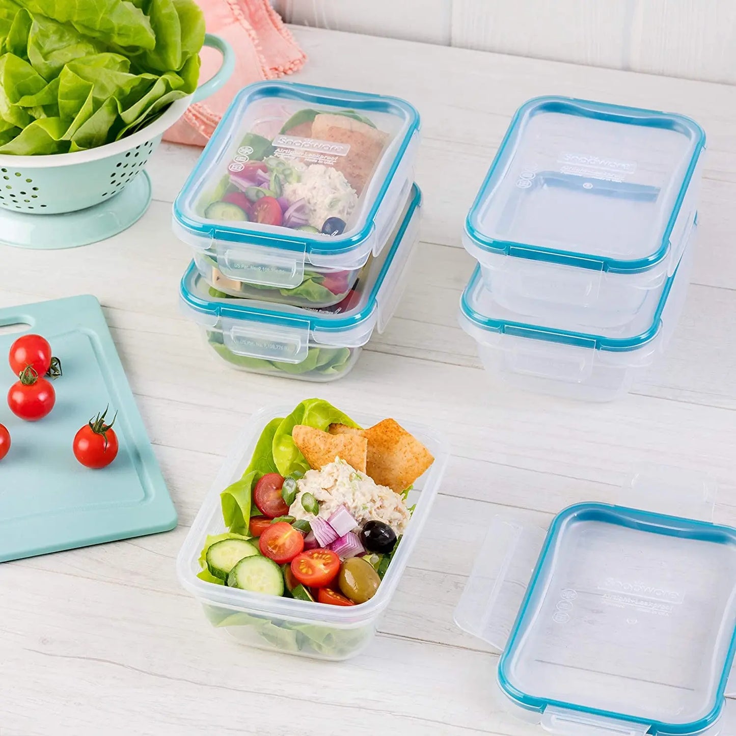 Total Solution 10-Pc Plastic Food Storage Containers with Lids, 3-Cup Rectangle Meal Prep Container, Non-Toxic, Bpa-Free Lids, Microwave, Dishwasher, and Freezer Safe, White
