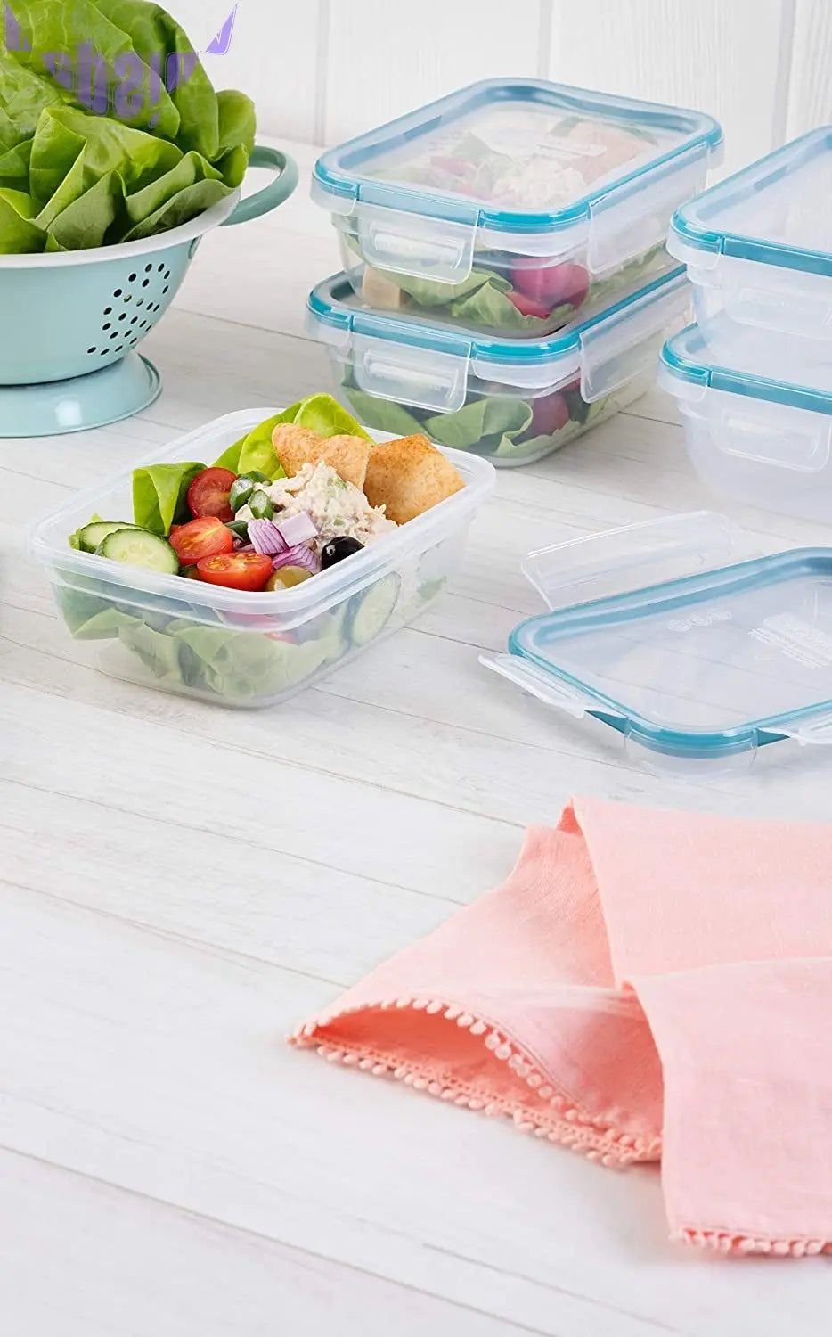 Total Solution 10-Pc Plastic Food Storage Containers with Lids, 3-Cup Rectangle Meal Prep Container, Non-Toxic, Bpa-Free Lids, Microwave, Dishwasher, and Freezer Safe, White